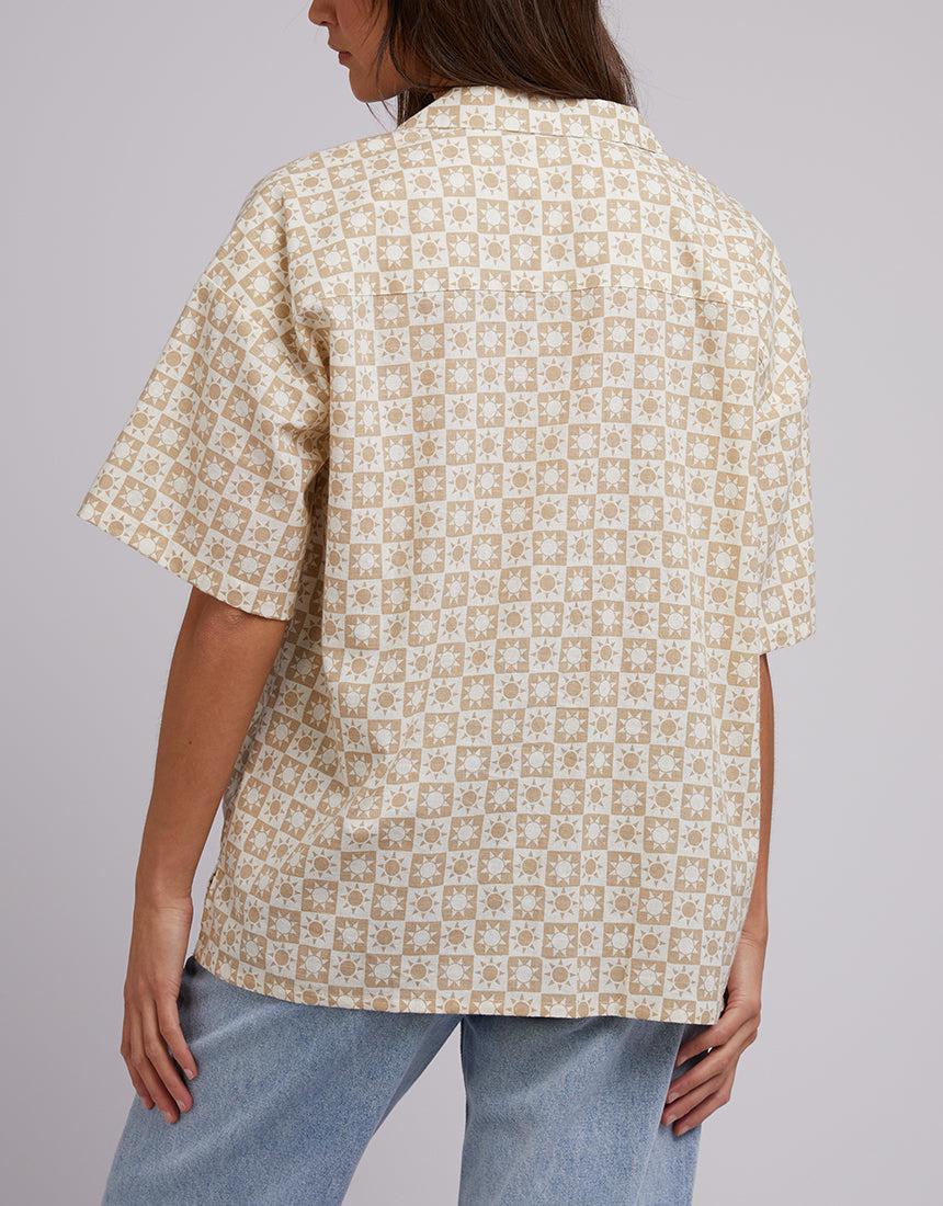 Boxy rellaxed fit with pattern cotton shirt New Zealand