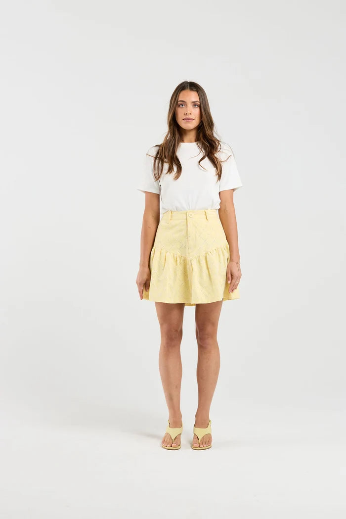 yellow skirt, cotton with bows