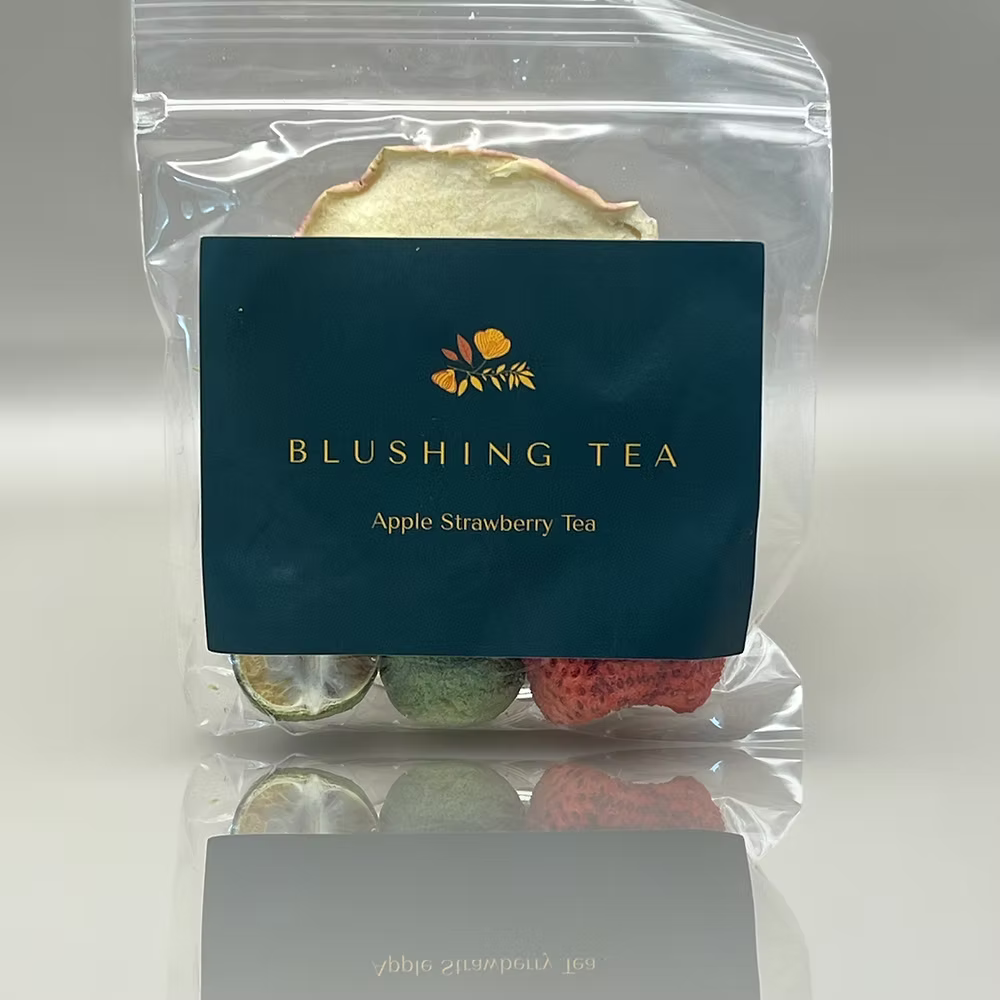 Apple Strawberry Tea Ingredients - 15g single serve
* Apple
* Lemon
* Green Kumquat
* Strawberry