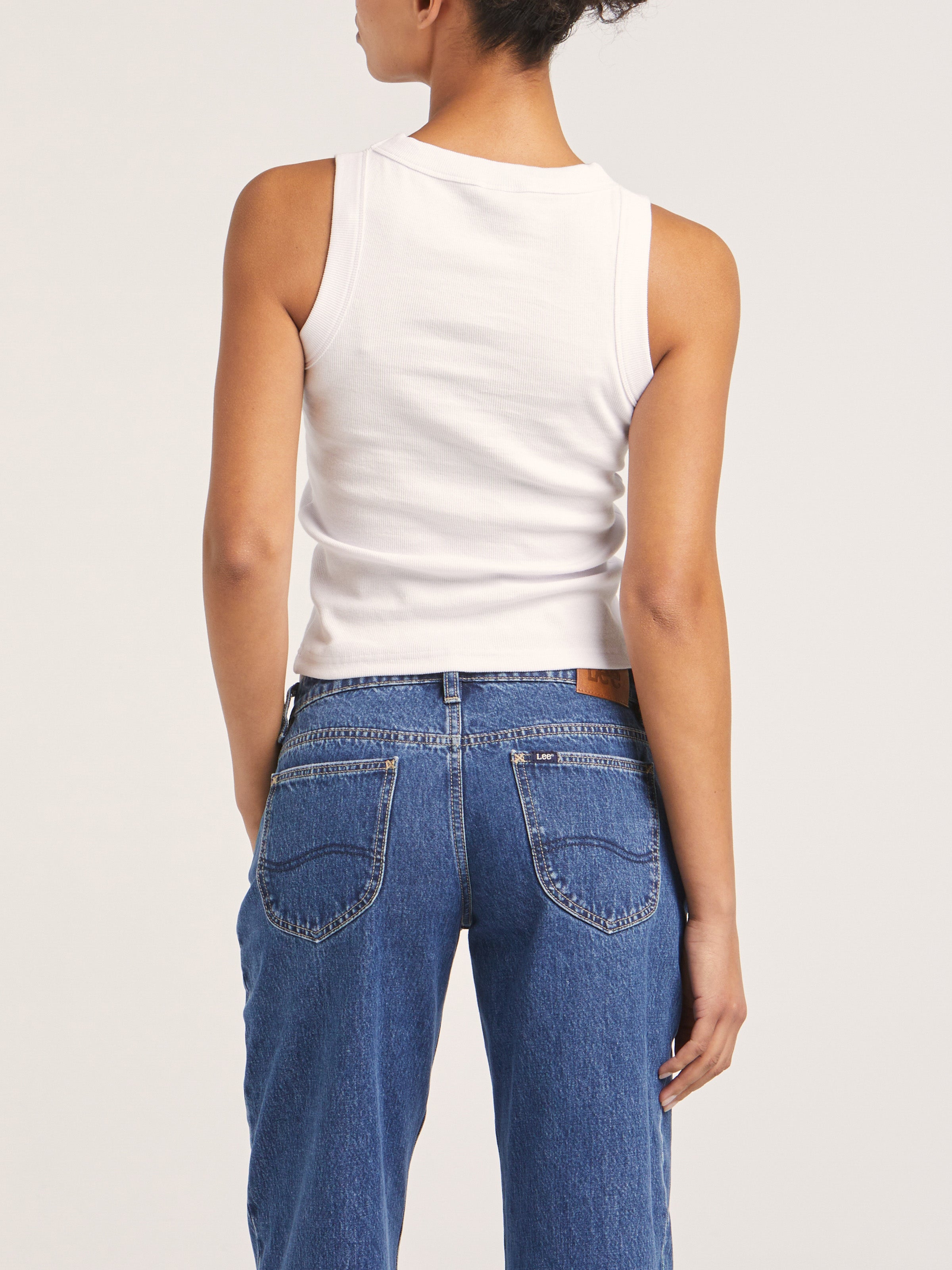 lee denim tank top in white New zealand