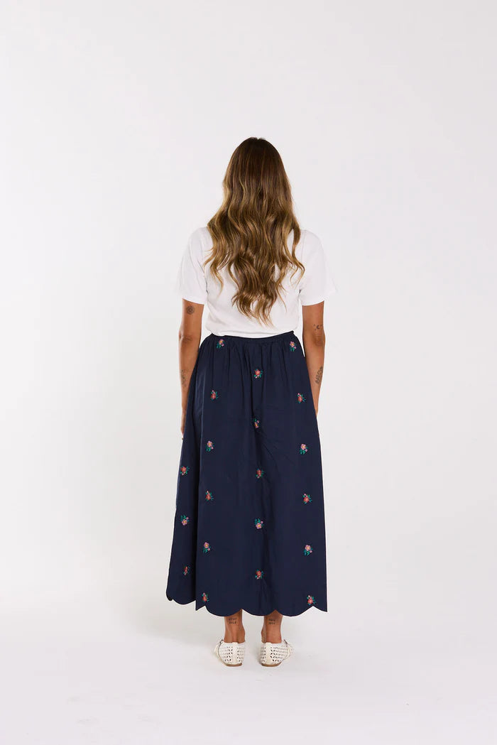 Bobble Drawcord, Elasticated Waist with Scalloped Hem, Pockets and cotton. High Waist fit with A Line Skirt