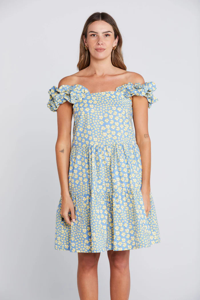 Shirred Elastic in the Back,Feature Ruffle Sleeves,Tiered Dress,Pockets and cotton
