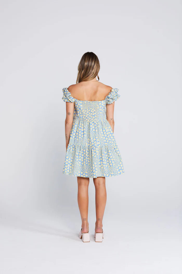 Shirred Elastic in the Back,Feature Ruffle Sleeves,Tiered Dress,Pockets and cotton
