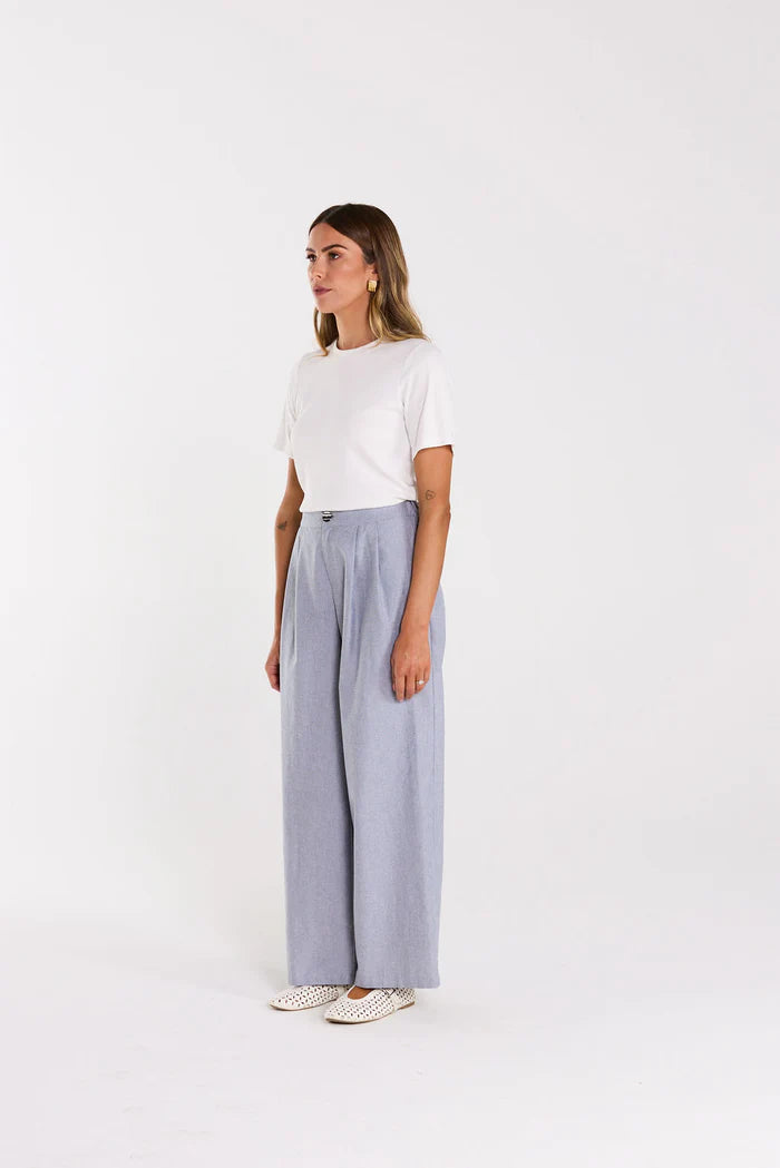 Pleated Waist,Side Pockets, Back Welt Pocket. Elasticated Back with Feature Button and cotton