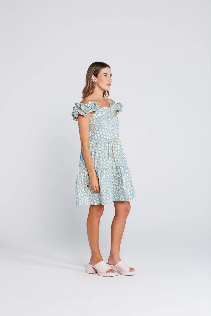 Shirred Elastic in the Back,Feature Ruffle Sleeves,Tiered Dress,Pockets and cotton
