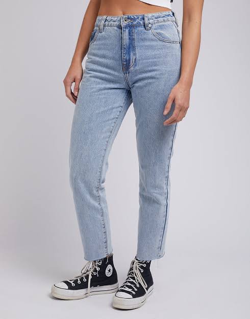 Silent Theory Monica Moms Jean light blue Cotton slim tapered leg