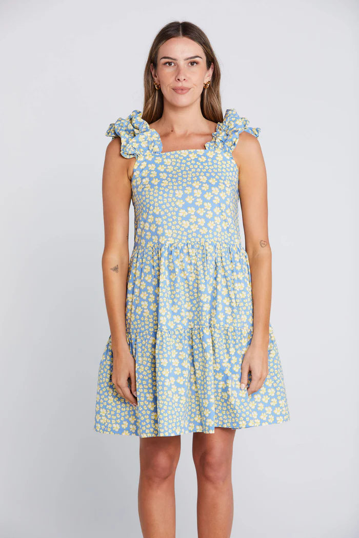 Shirred Elastic in the Back,Feature Ruffle Sleeves,Tiered Dress,Pockets and cotton
