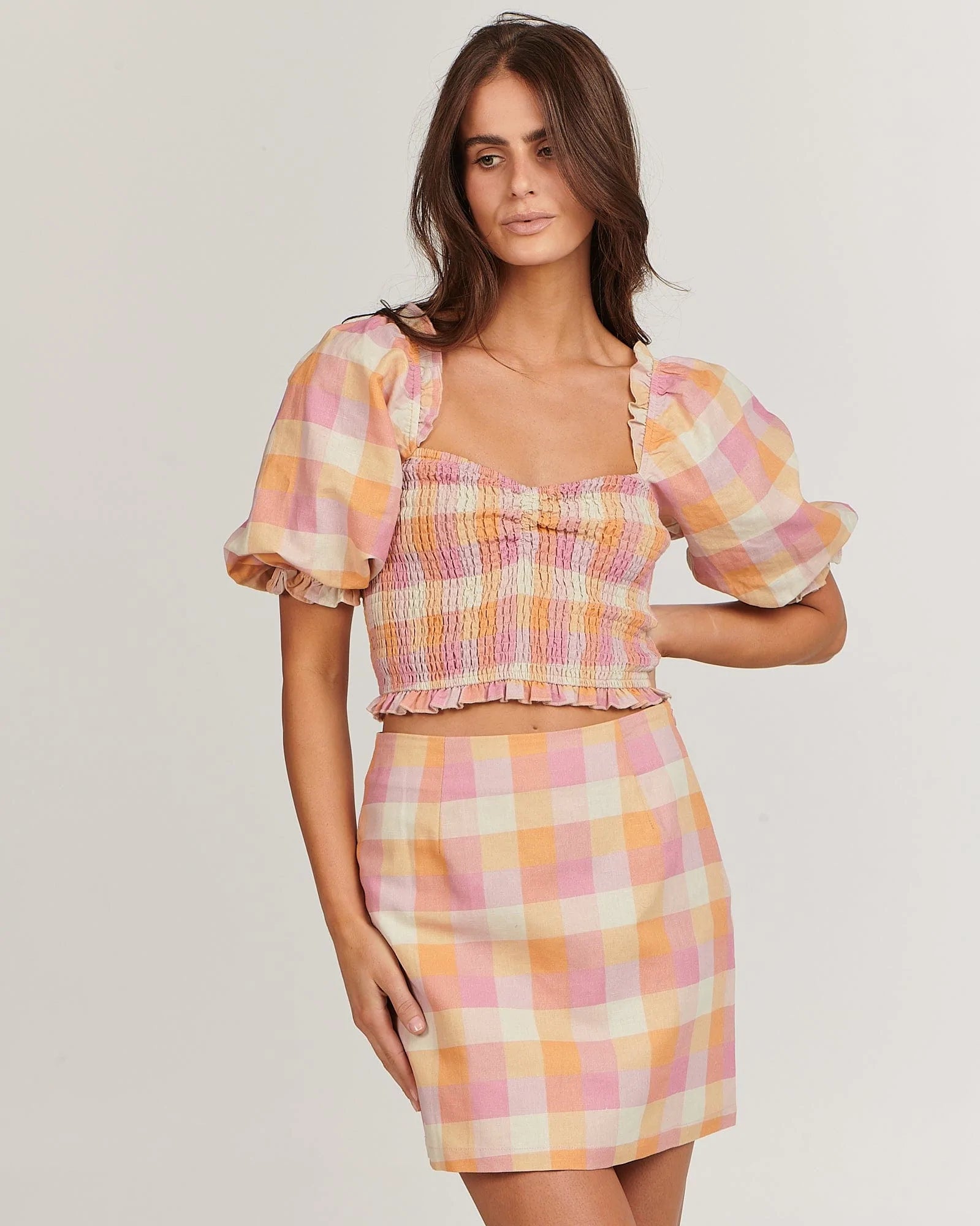 Andrea Mini Skirt from Charlie Holiday is a checkered pattern, summer skirt NZ