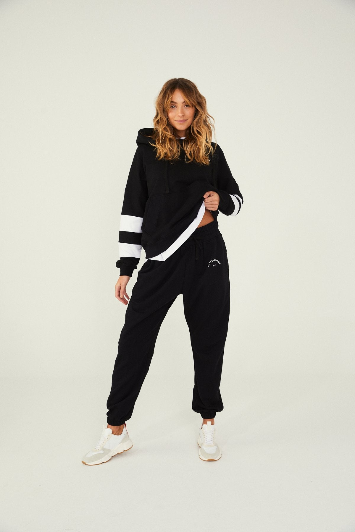 Cotton, black track pants