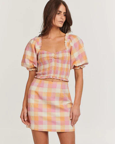Andrea Mini Skirt from Charlie Holiday is a checkered pattern, summer skirt NZ