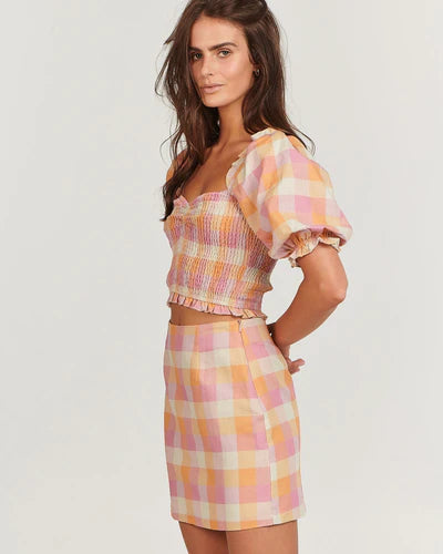 Andrea Mini Skirt from Charlie Holiday is a checkered pattern, summer skirt NZ