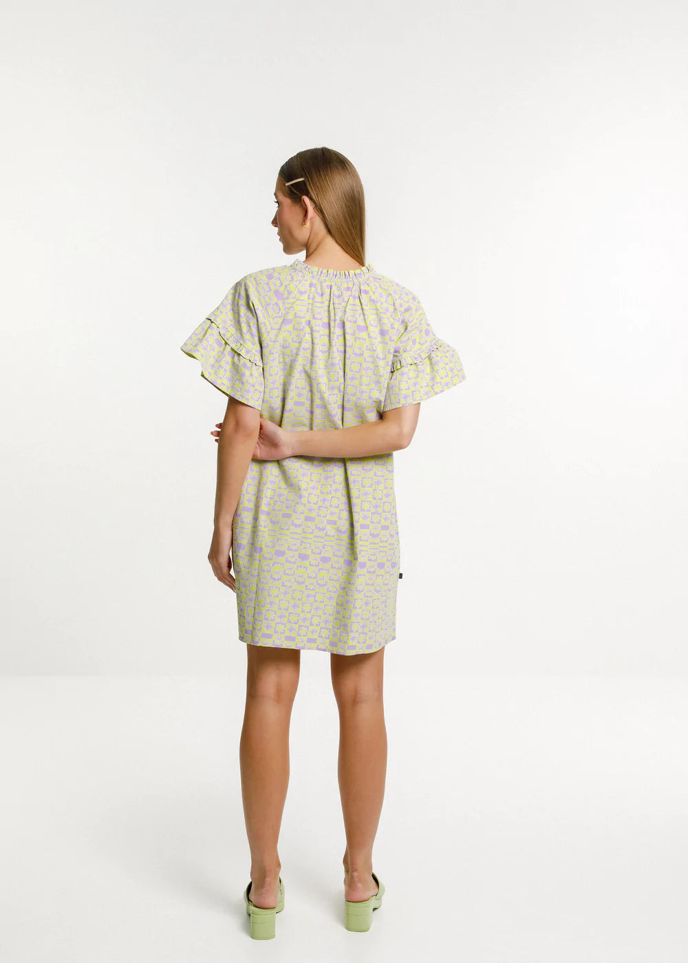 Thing Thing Evie dress, cotton, mini length with frill sleeves