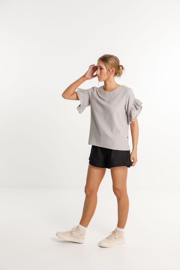 XO Top Replen, grey, ruffle sleeve and cotton from thing Thing