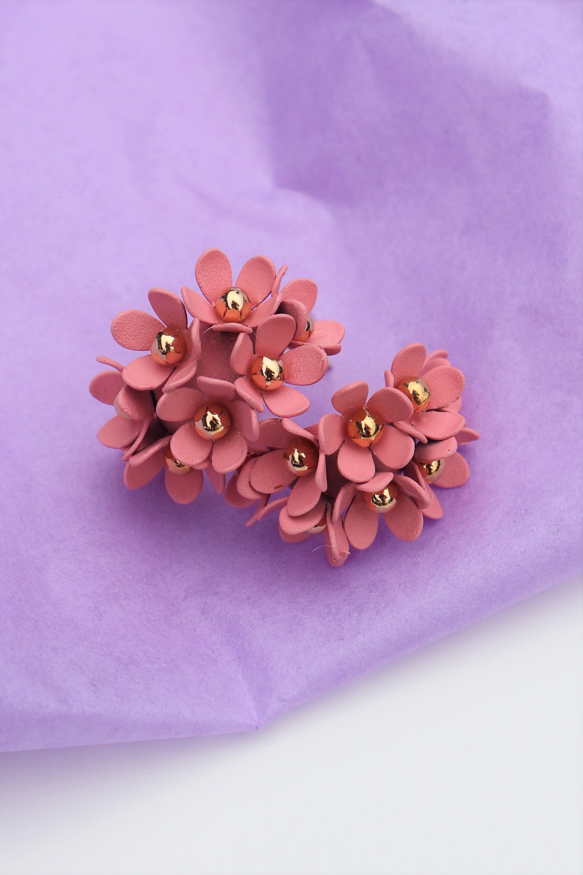 Pink Stirling Silver Stud Daisy flower hoops