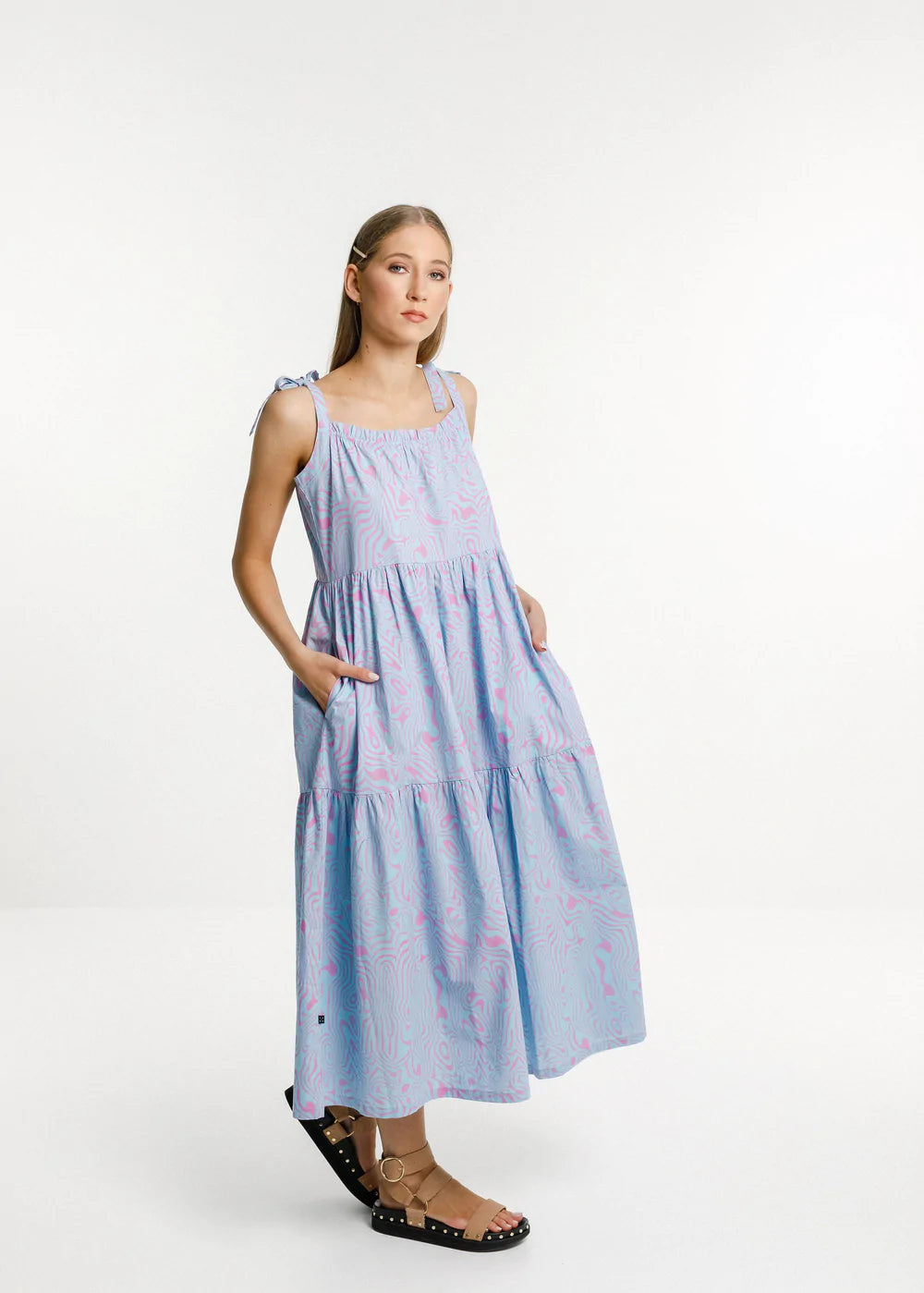 Thing Thing ziggy dress, cotton with straps light blue New Zealand