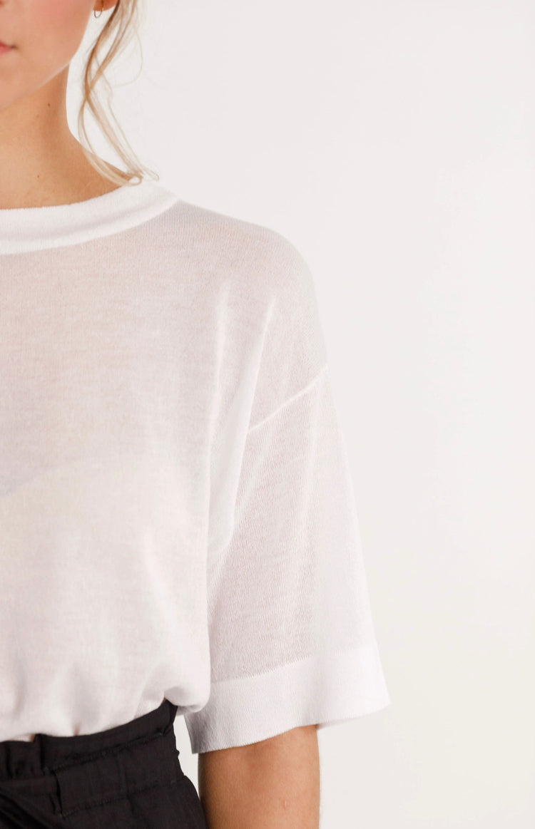 Thing Thing white crew neck knit, cotton